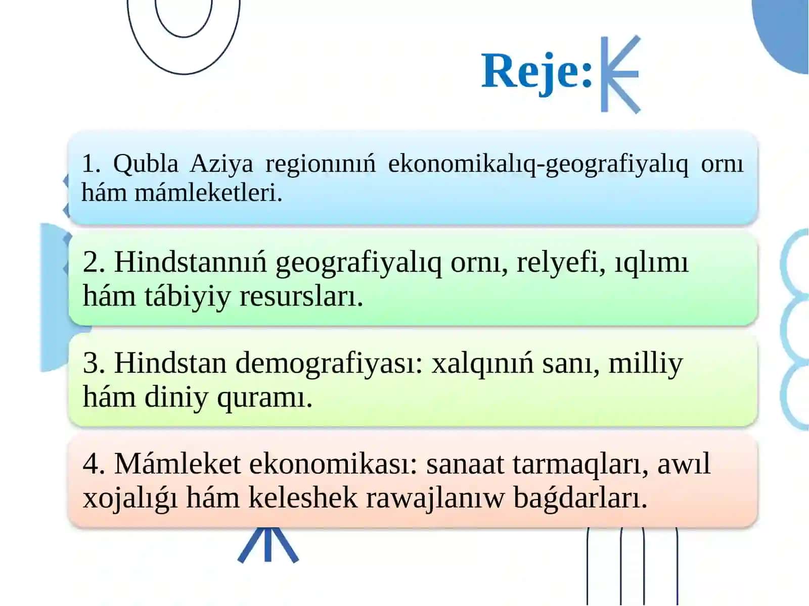 Qubla Aziya mámleketleri. Hindstan 2