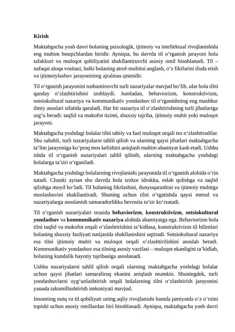 Til O‘rganish Nazariyalari va Ularning Maktabgacha Yoshdagi Bolalarga Ta’siri 2