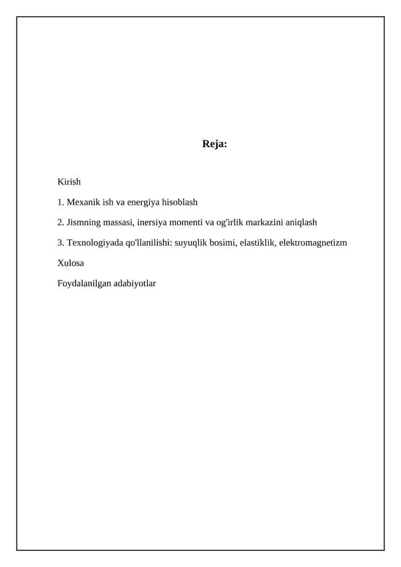 Aniq integralning mexanika va texnikada tadbiqlari 2