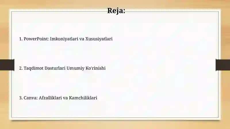 Taqdimot yaratuvchi dasturlar va ularning turlari power point va canva dasturlari 2
