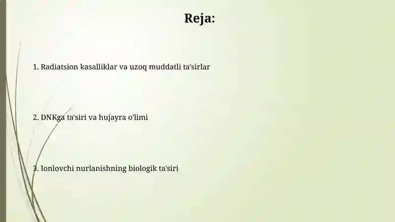 Ionlashtiruvchi nurlarning biologik effekti( Radiologiya fanidan) 2