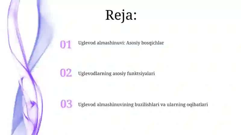 Uglevodlar almashinuvi va funksiyalari 2