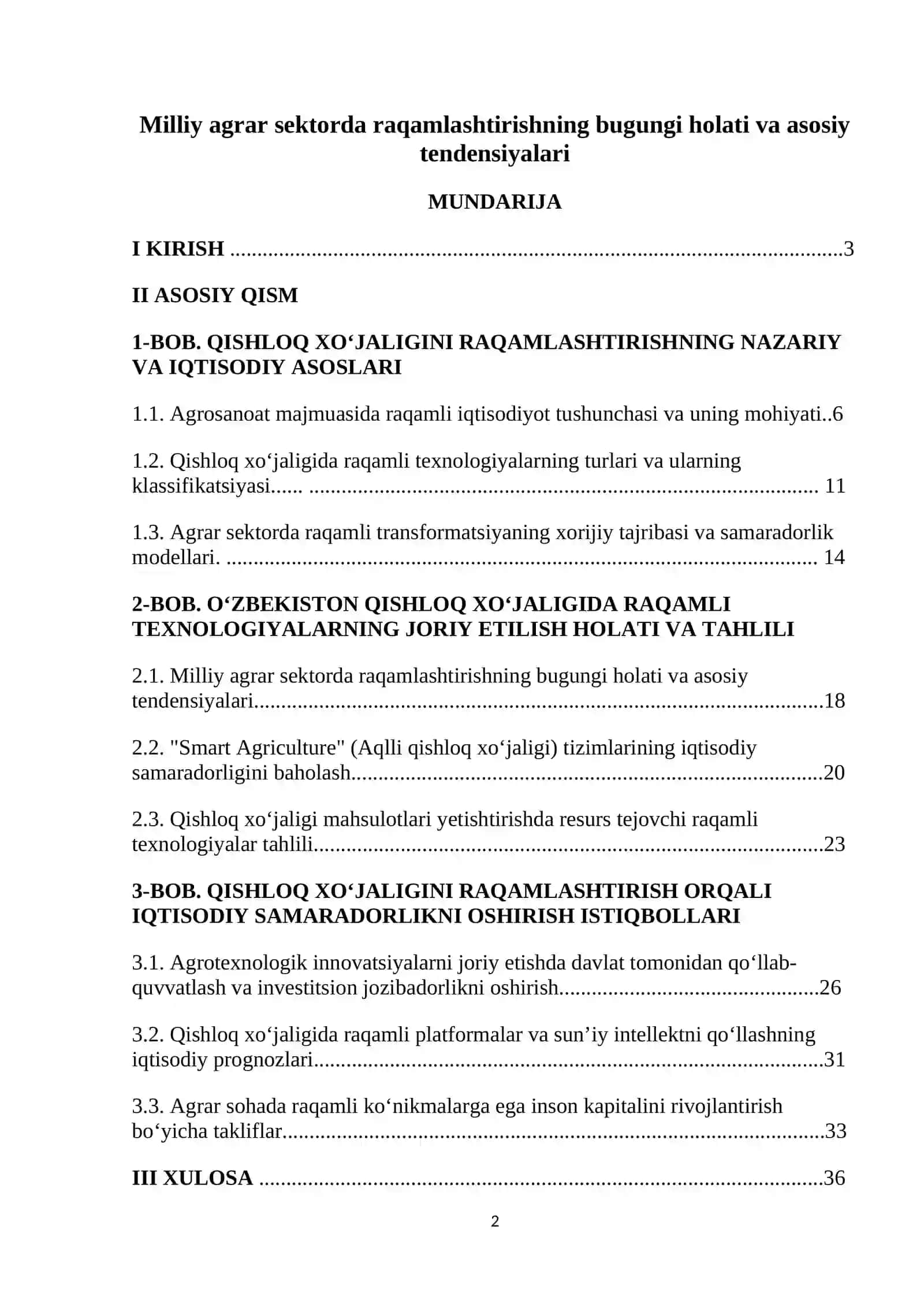 Milliy agrar sektorda raqamlashtirishning bugungi holati va asosiy tendensiyalari 2