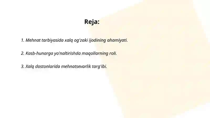 Mehnat tarbiyasida xalq og'zaki ijodidan foydalanish 2