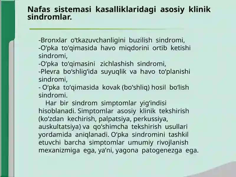 Nafas a’zolari kasalliklari bilan og'rigan bemorlarni tekshirish 2
