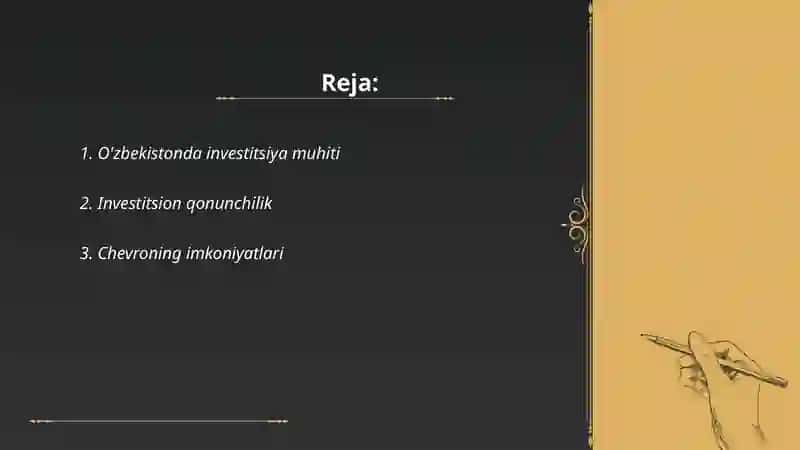 Ozbekistonda investitsiya holati tahlili 2