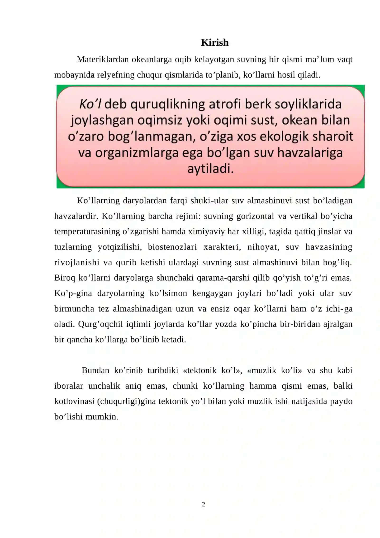 O`zbekistonda suv resurslardan oqilona foydalanish masalalari 2