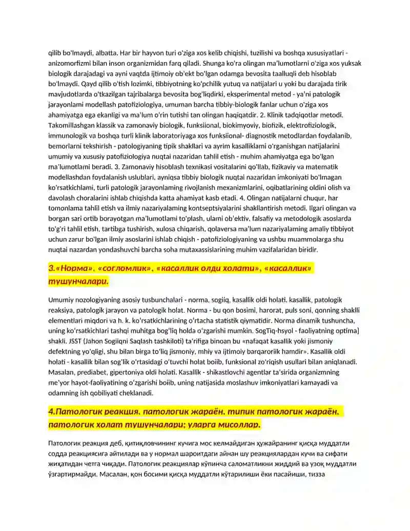 Patologik fiziologiya nazorat savollari 2