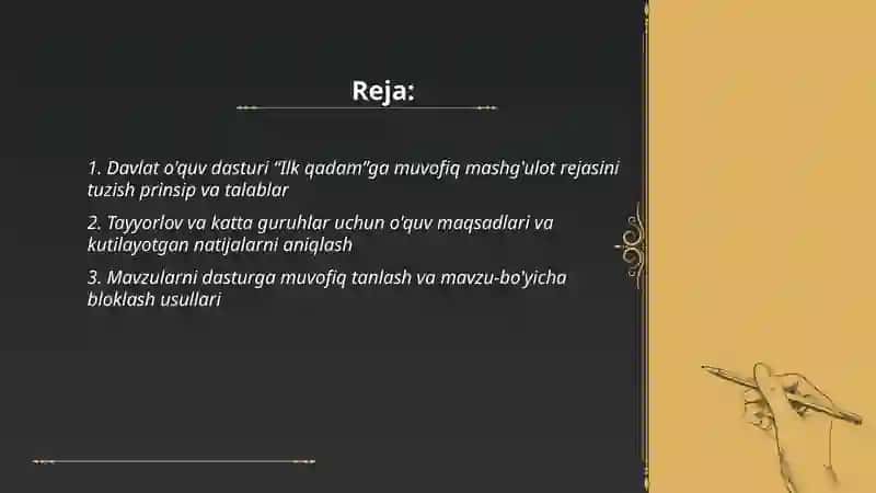Ilk qadam maktabgacha ta'lim tashkilotining tayyorlov ishlanma 2