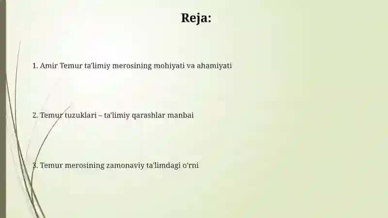 Amir Temur õgitlarining tarbiyaviy ahamiyati 2