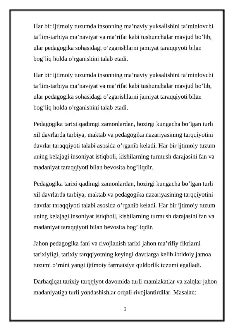 Pedagogik fikrlar taraqqiyoti va tarixiyligi 2