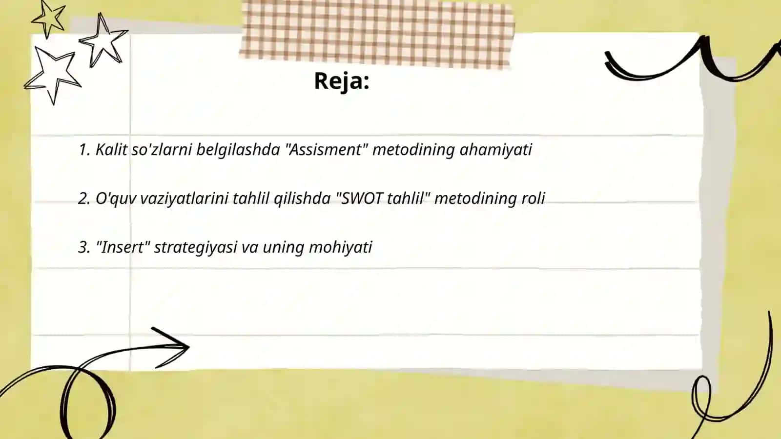 Keysdagi o'quv vaziyatlarini tahlil qilish turlari 2