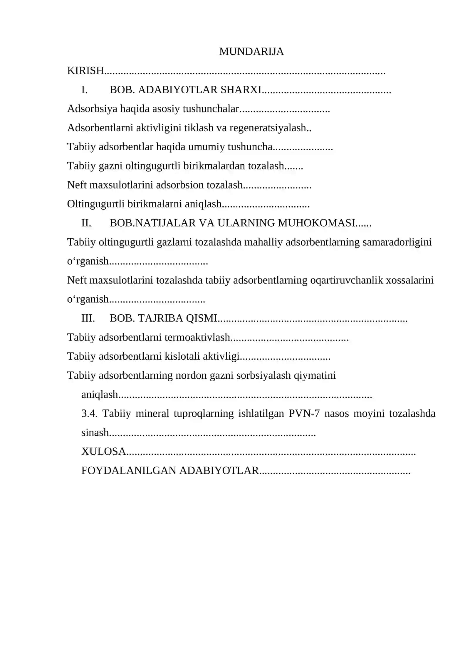 Tabiiy gazni tozalashda ishlatiladigan qattiq adsorbentlarning selektivligini o‘rganish 2
