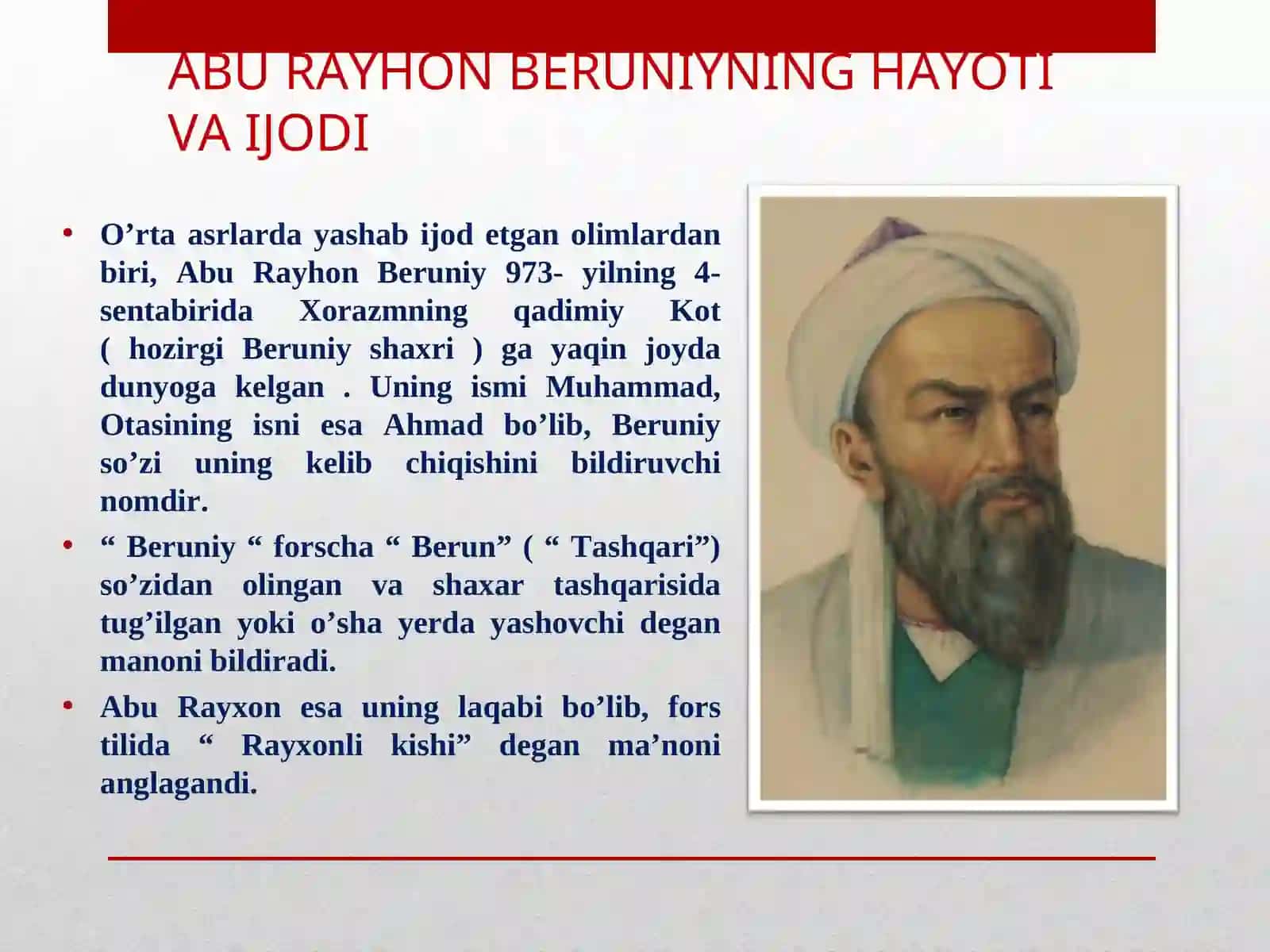 Abu Rayxon Beruniy “Hindiston” asari haqidaTAQDIMOT 2