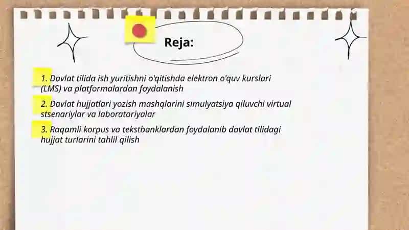Davlat tilida ish yuritish fanini o'qitish 2