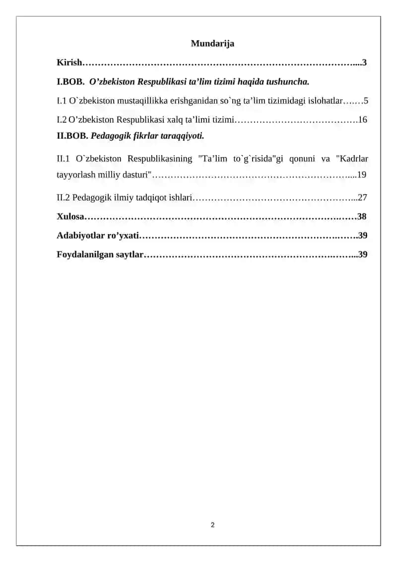 MUSTAQIL O’ZBEKISTON RESPUBLIKASIDA XALQ TA’LIMI TIZIMI VA PEDAGOGIK FIKRLAR TARAQQIYOTI 2