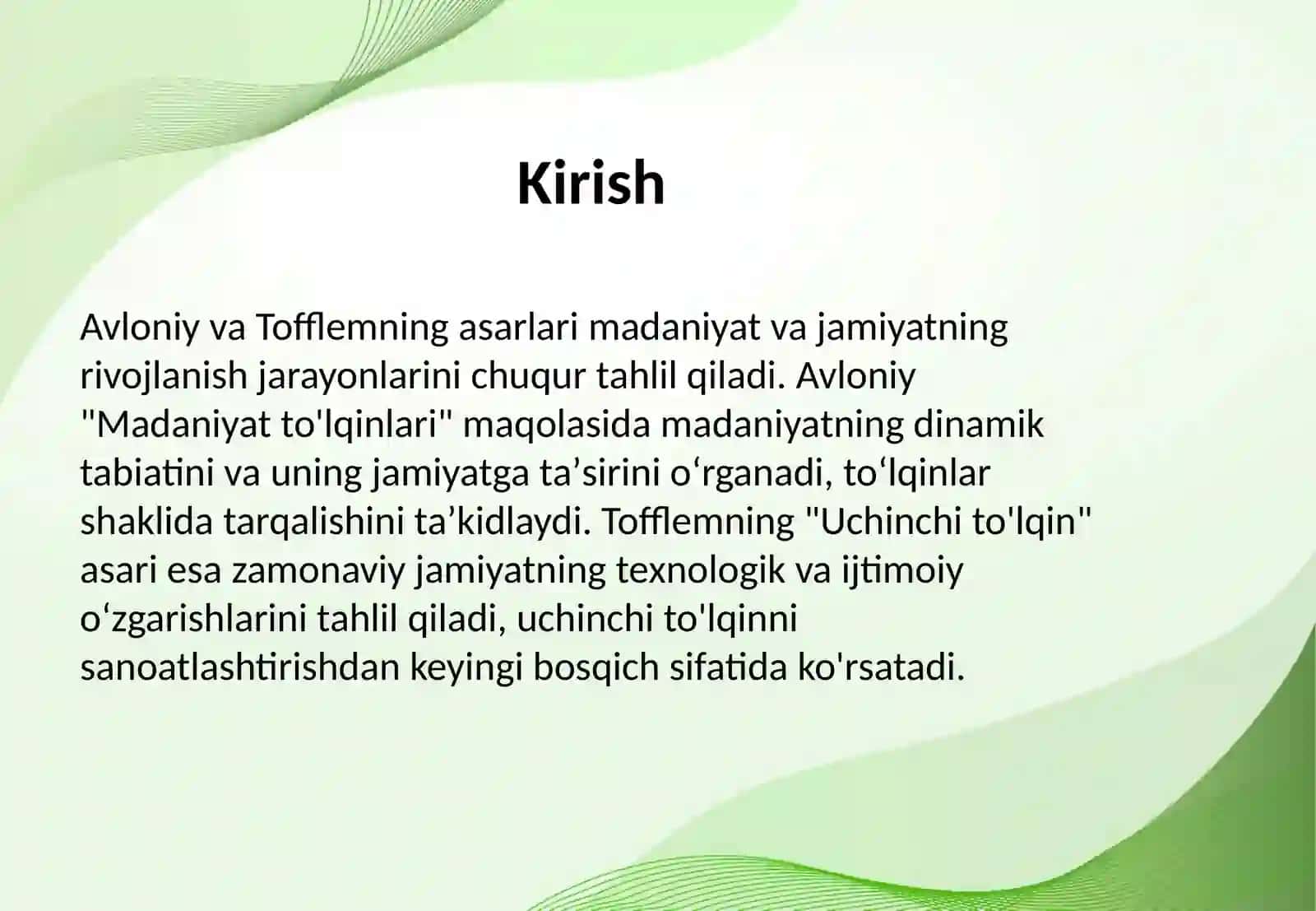 Avloniyning "Madaniyat to'lqinlari" maqolasi va E.Tofflemning "Uchinchi to'lqin" asari 2