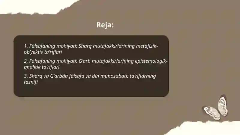 Falsafaning mohiyatiga oid Sharq va Ğarb mutafakkirlari taʼriflarini tasniflash 2
