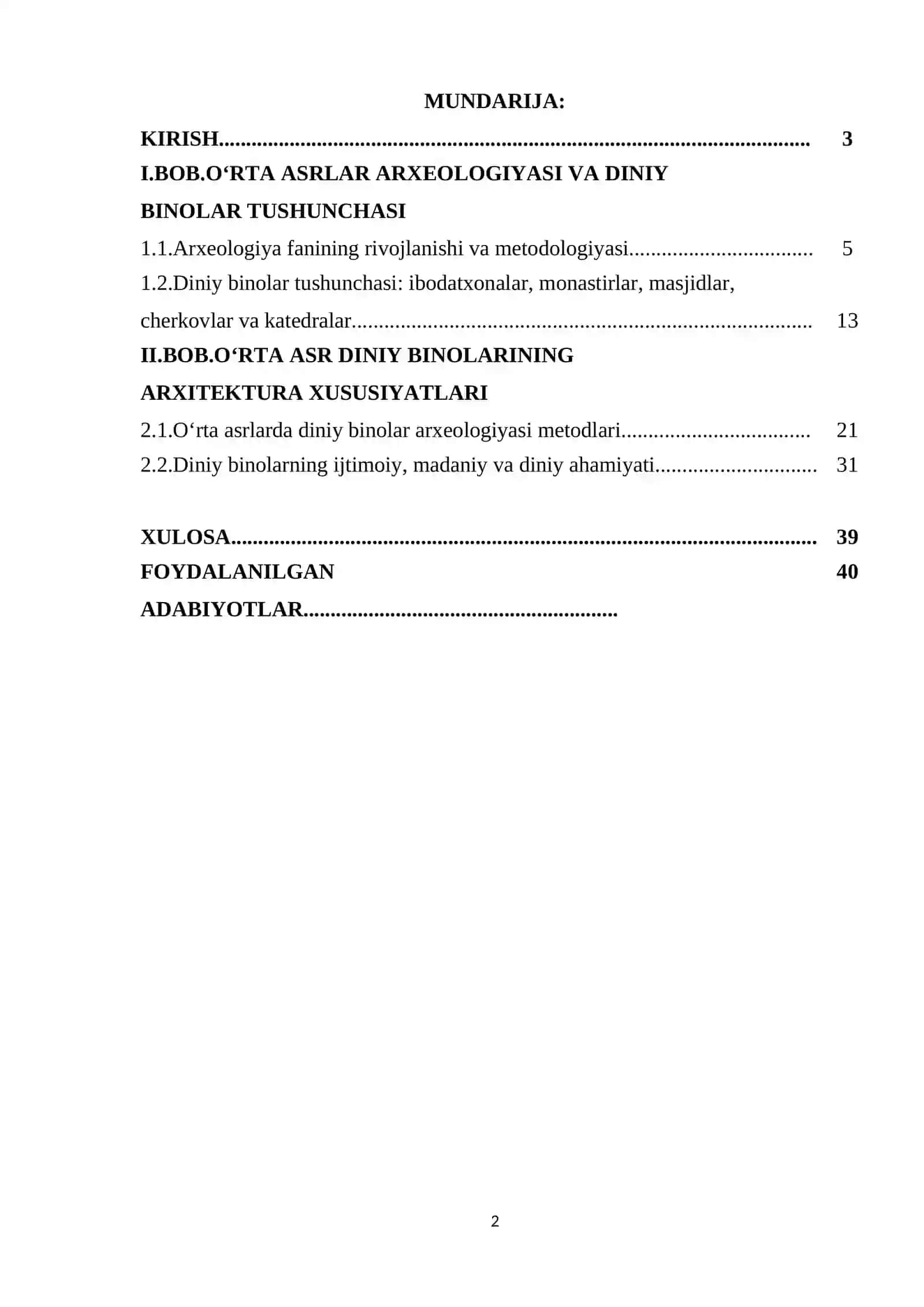 OʻRTA ASRLARDA DINIY BINOLAR ARXEOLOGIYASI 2