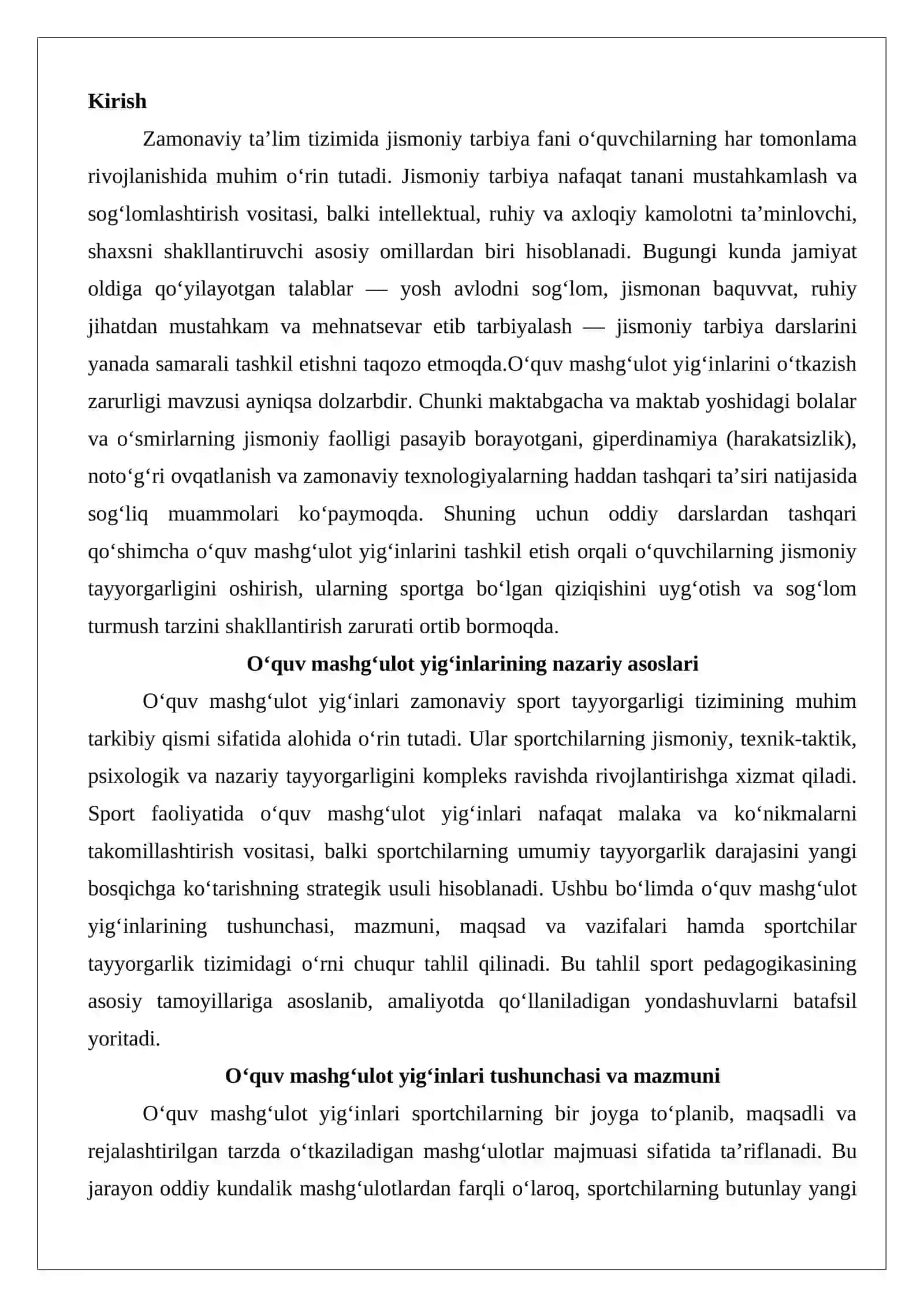 O‘quv mashg‘ulot yig‘inlari o‘tkazish zarurligi 2