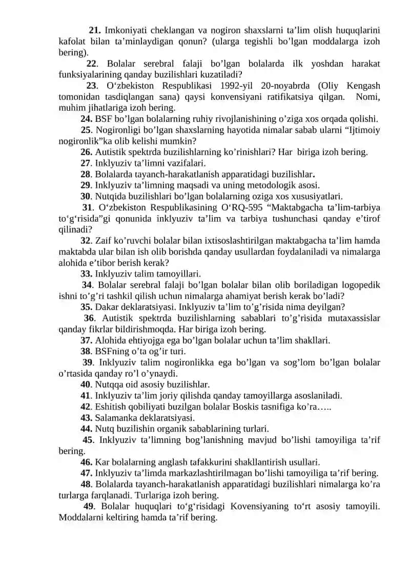 Umumiy psixologiya fanidan oraliq nazorat savollari 2