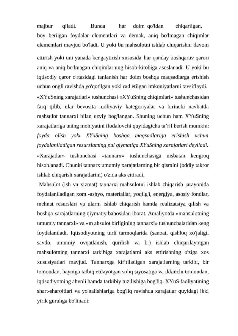 Ishlab chiqarish chiqimlari va foydasi rejasi 2