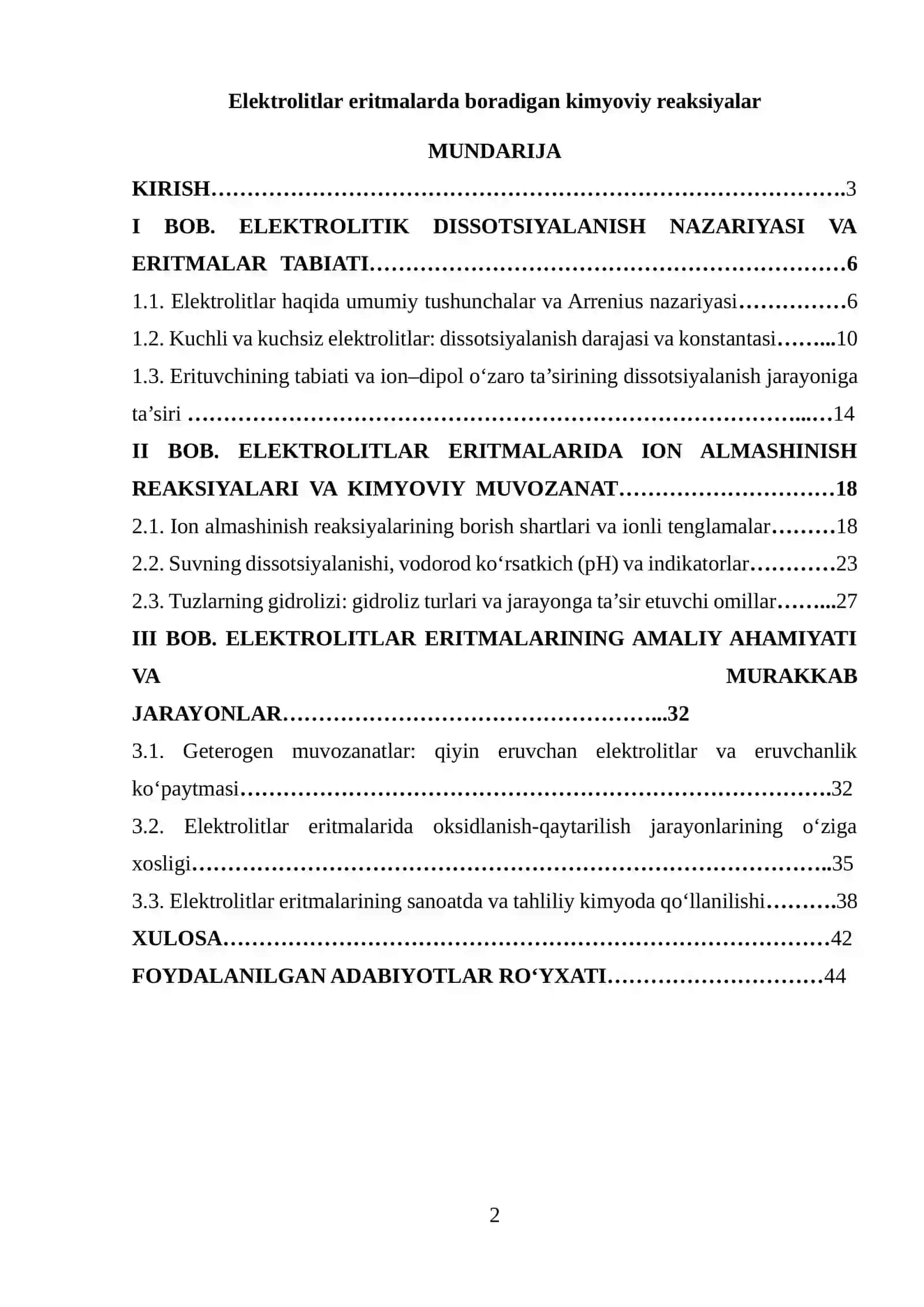 Elektrolitlar eritmalarda boradigan kimyoviy reaksiyalar 2