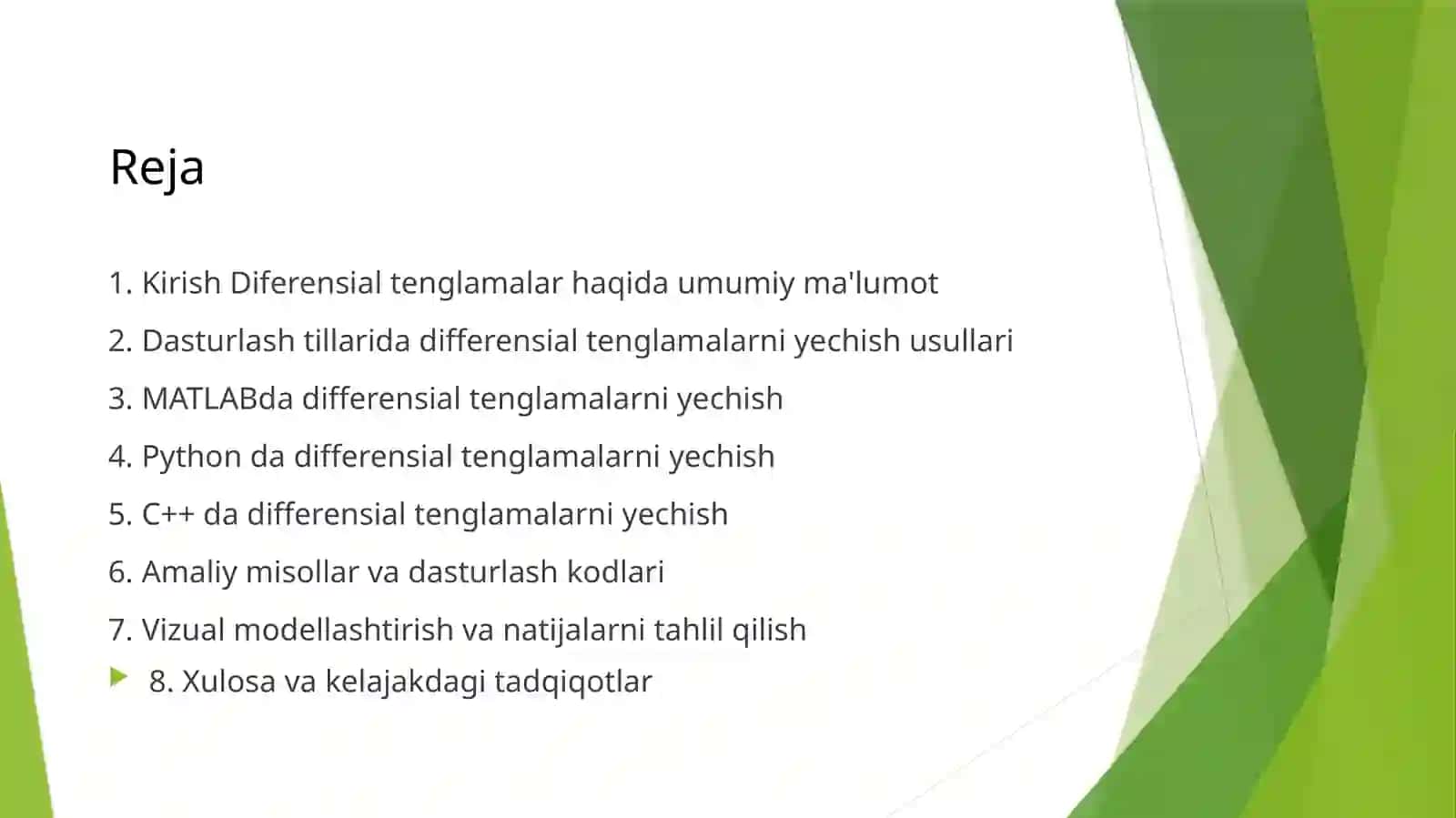 Diferensial Tenglamalar va Dasturlash Tillari 2
