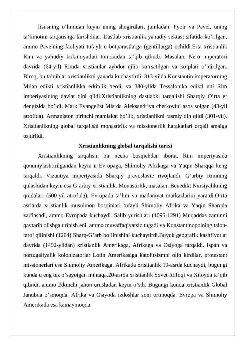Xristianlikning jahon dini sifatidagi maqomi 2