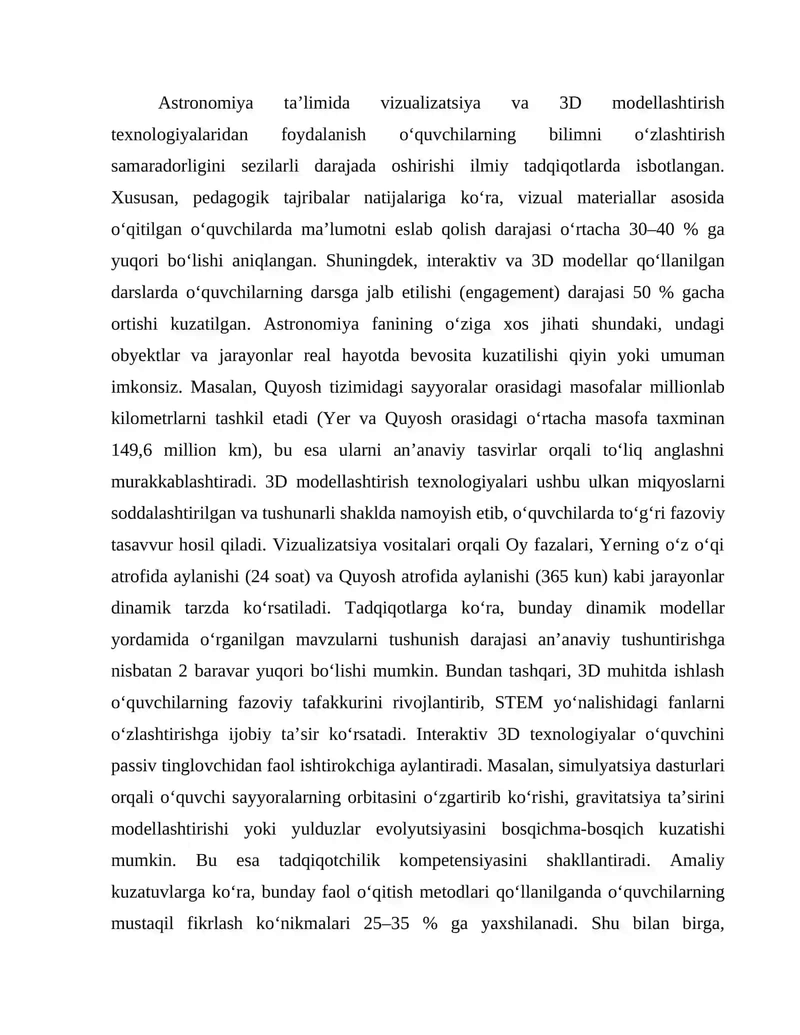 ASTRONOMIYA DARSLARIDA VIZUALIZATSIYA VA 3D MODELLASHTIRISH TEXNOLOGIYALARIDAN FOYDALANISH 2