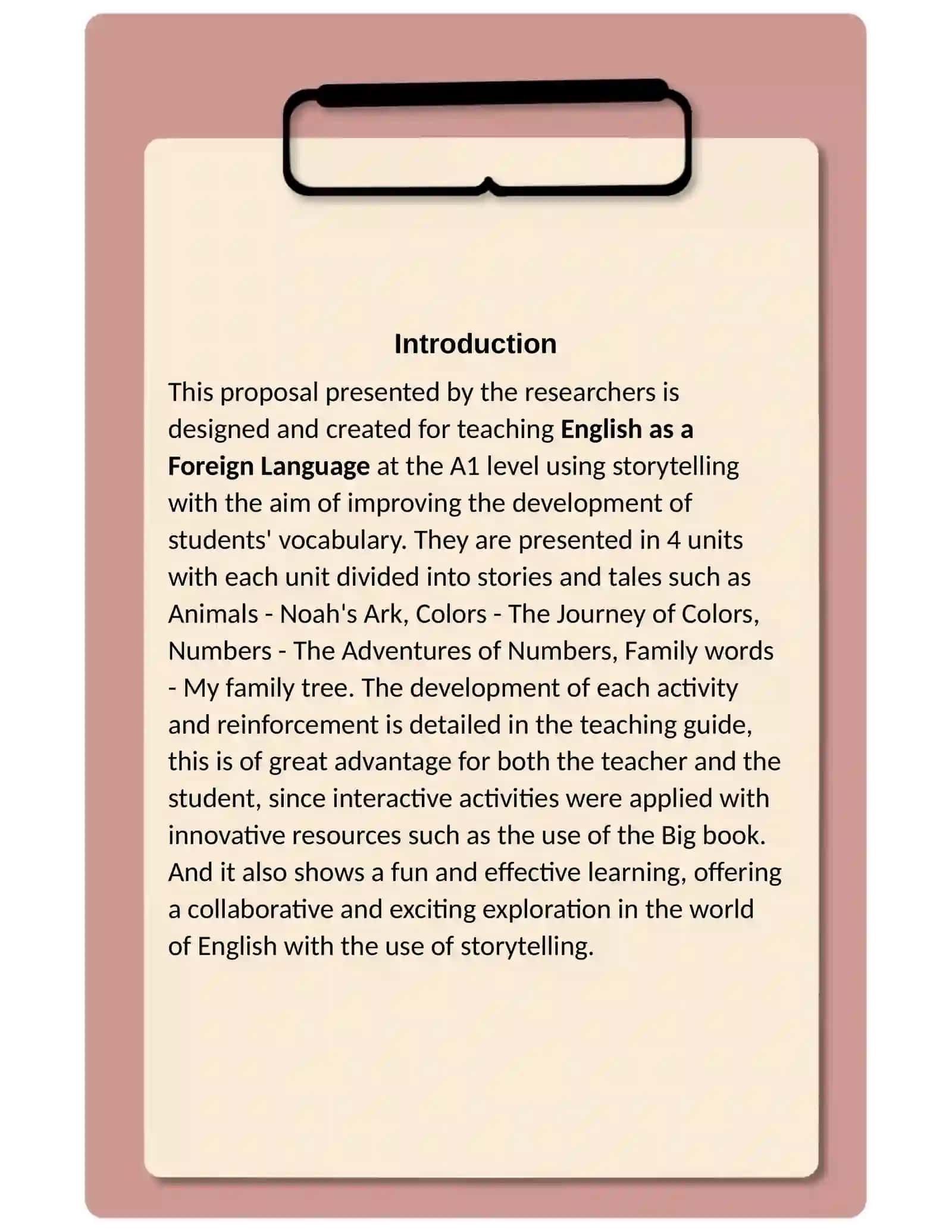 Didactic guide based on storytelling as a pedagogical strategy for L2 vocabulary development in EFL learners at A1 level 2