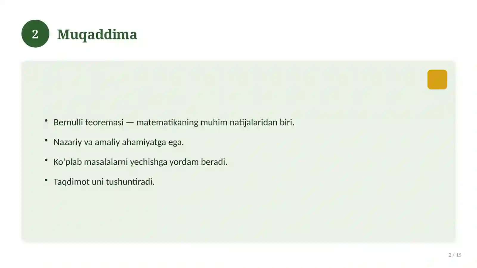 Bernulli teoremasi 2
