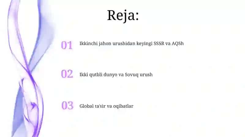 SSSR va AQSH 2-jahon urushidan keyingi yillarda 2