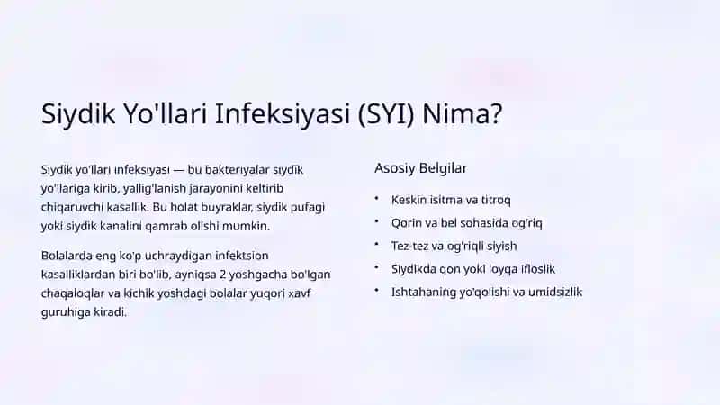 Bolalarda Siydik Yo'llari Infektsiyalari 2