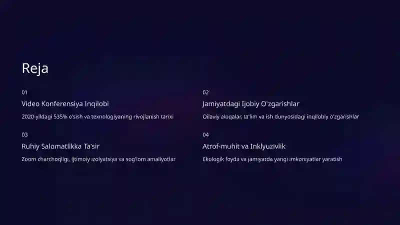 Video va veb konferensiya. Videokonferensiyaning jamiyatga taʼsiri 2