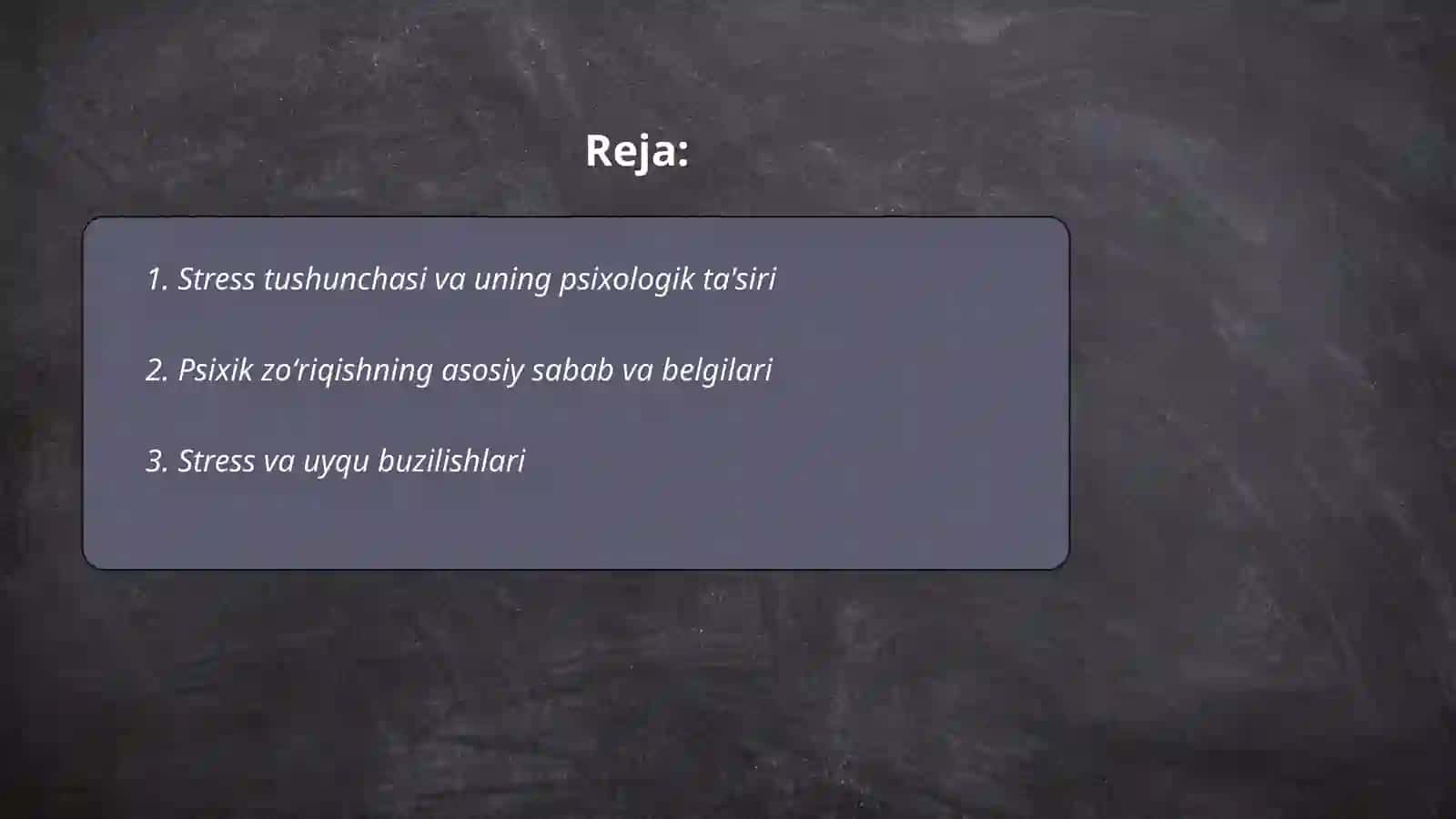 Stress tushunchasi va psixik zoʻriqish, stressning tavsifi 2