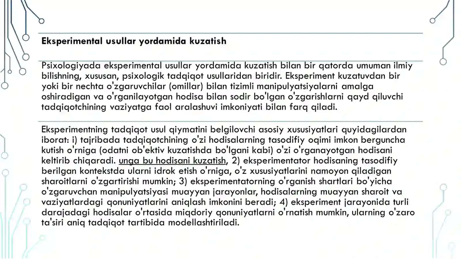 Tafakkurni eksperemental usullar yordamida tadqiq etish 2