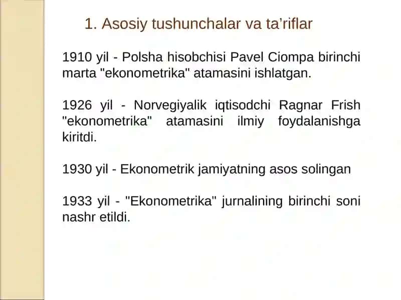Ekonometrika, uning vazifasi va usullari 2