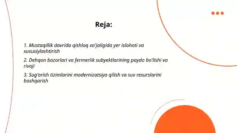 Mustaqillik yillarida qishloq ho'jaligi va sanat sohasidagi o'zgarishlar 2