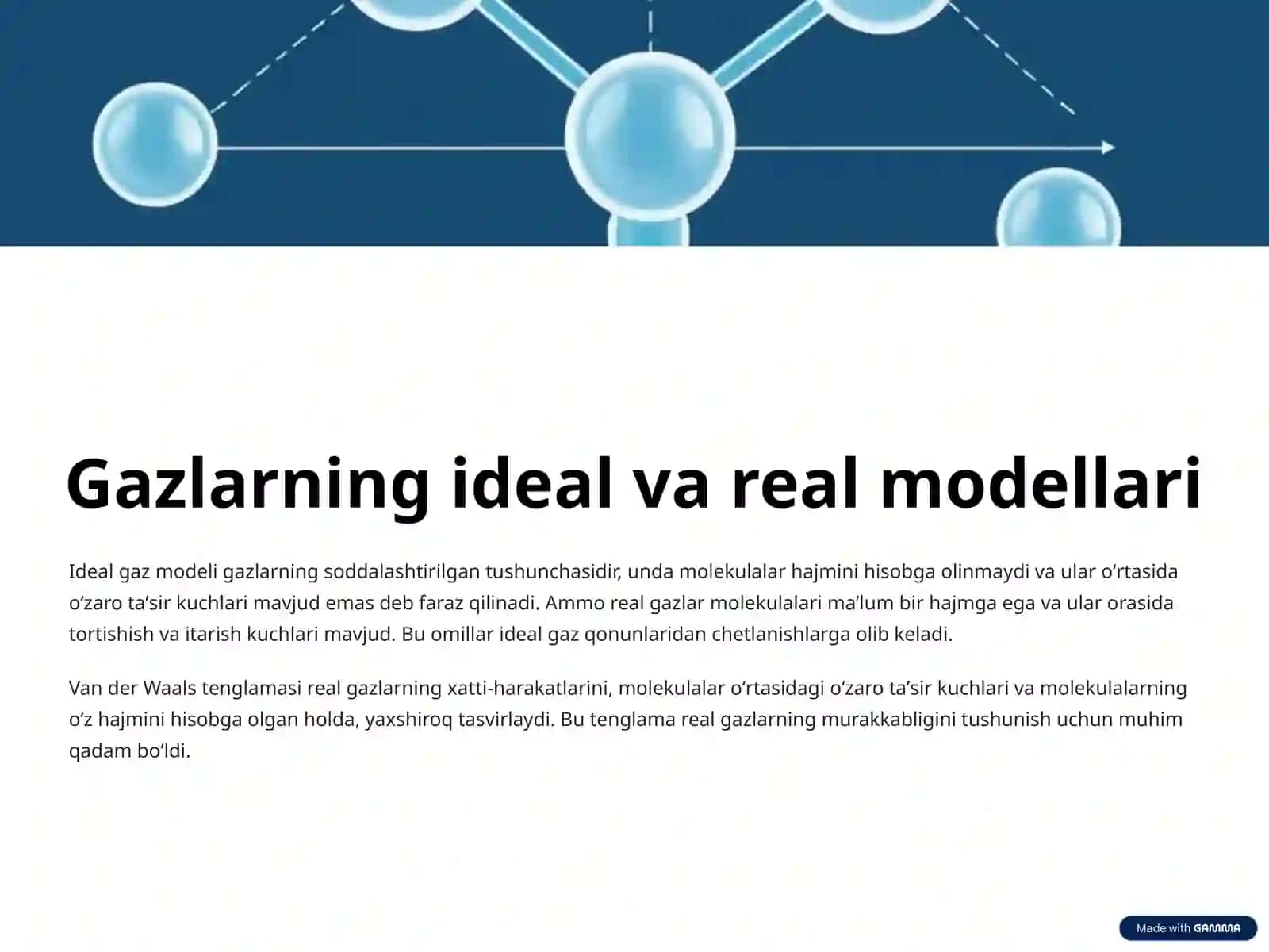 Van-der-Vaals tenglamasi va izotermalari. Real gazning ichki energiyasi 2