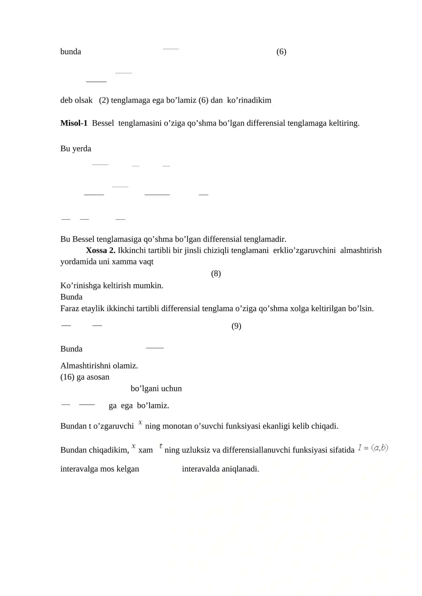 Ikkinchi tartibli differenstil tenglmalar nazariyasi taqqoslach teoremasi 2