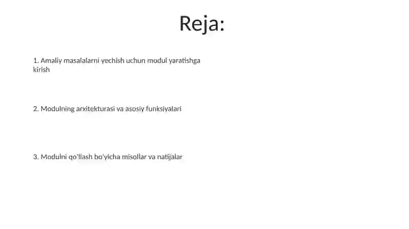 Amaliy masalalarni yechish modulini yaratish 2