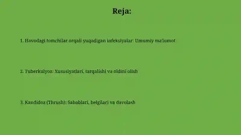 Havodagi tomchilar orqali yuqadigan infeksiyalar: Umumiy ma'lumot 2