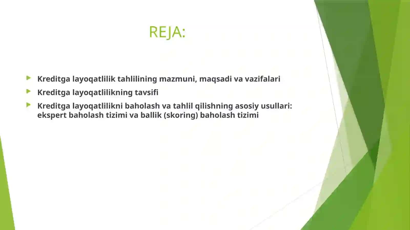 KREDITGA LAYOQATLILIK TAHLILI 2