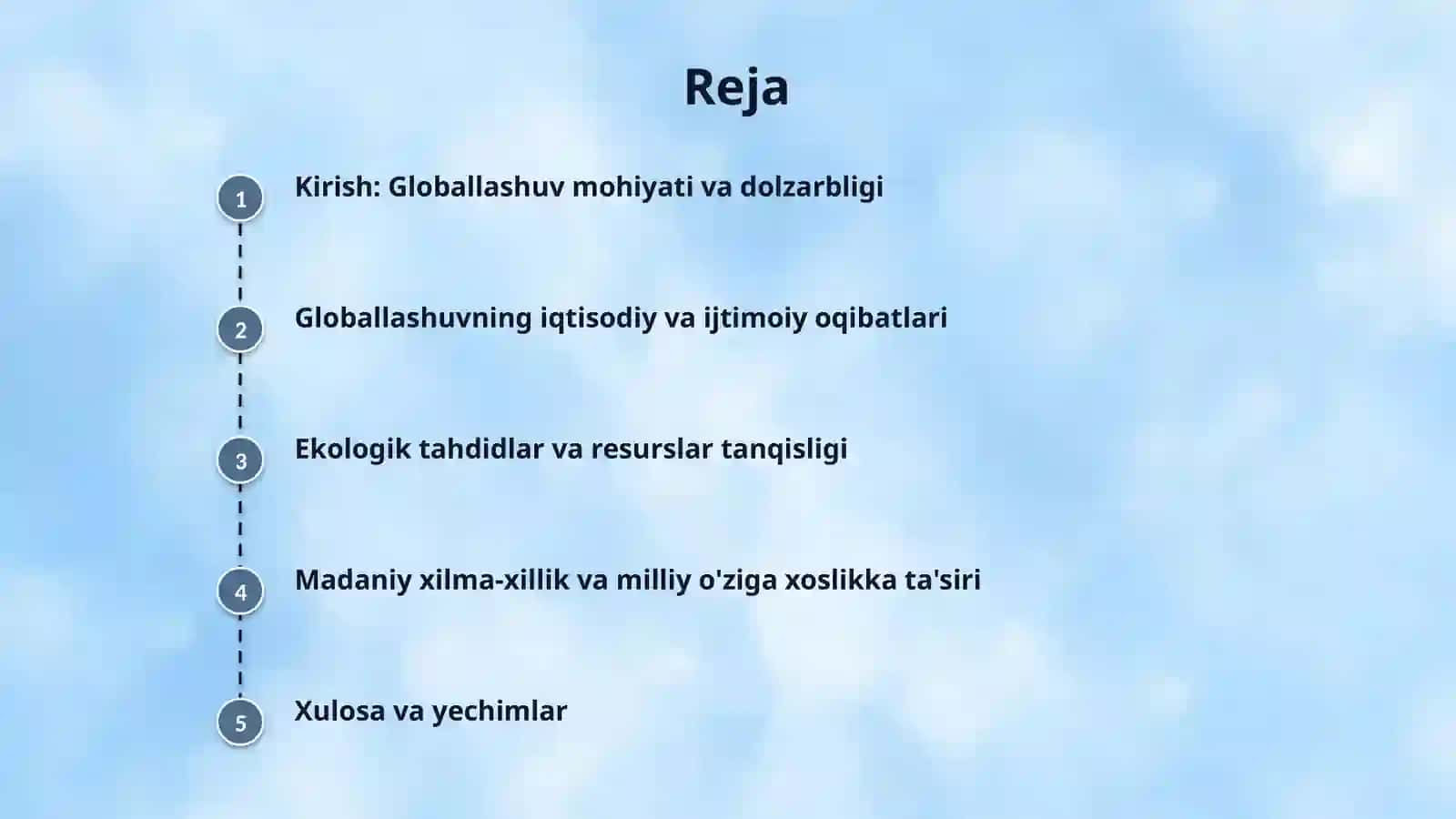 Globallashuv jarayonlari va barqaror taraqqiyot yo'lida yuzaga kelayotgan tahdidlar 2