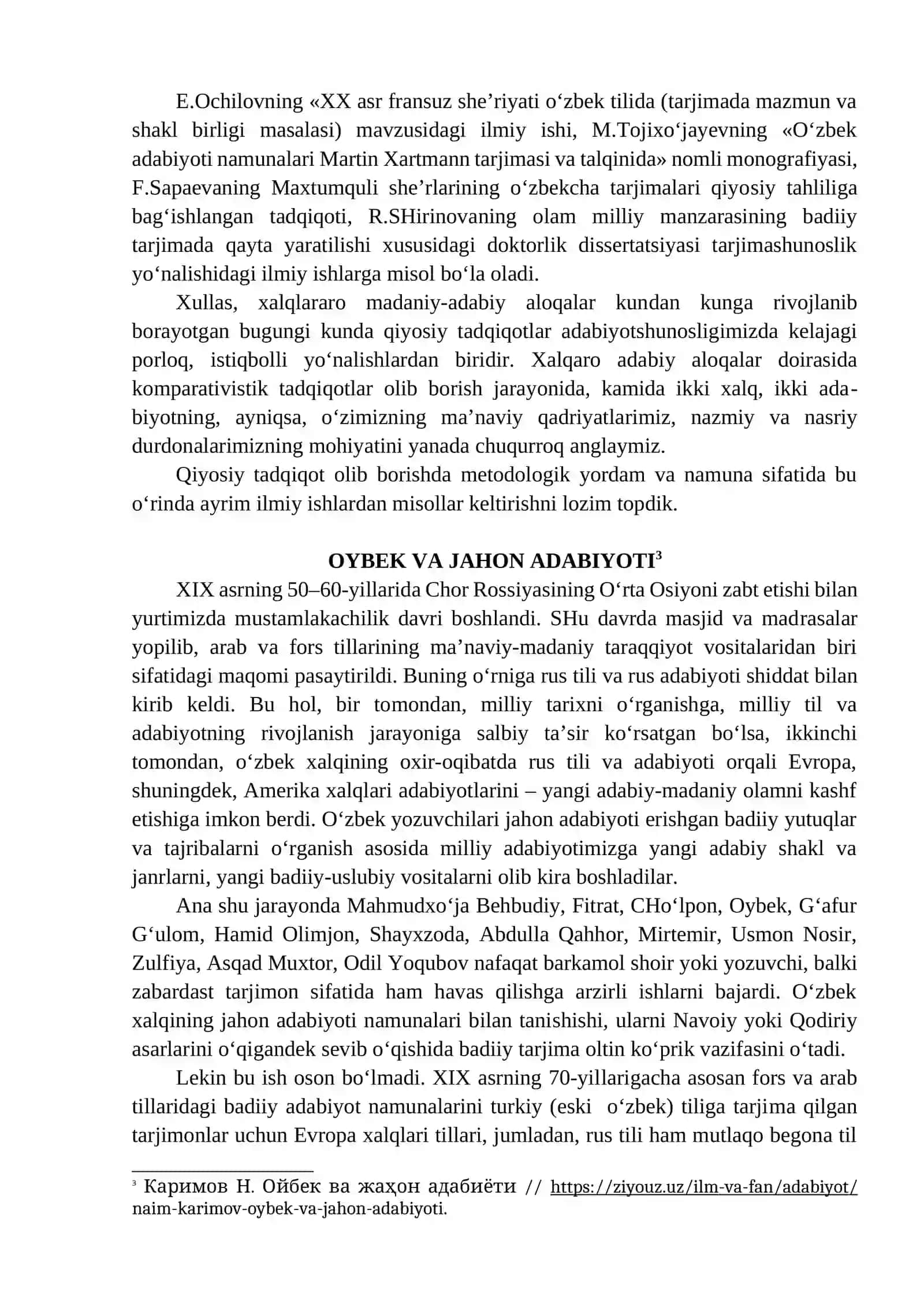 O‘ZBEK ADABIYOTSHUNOSLIGIDA QIYOSIY TADQIQOTLAR 2