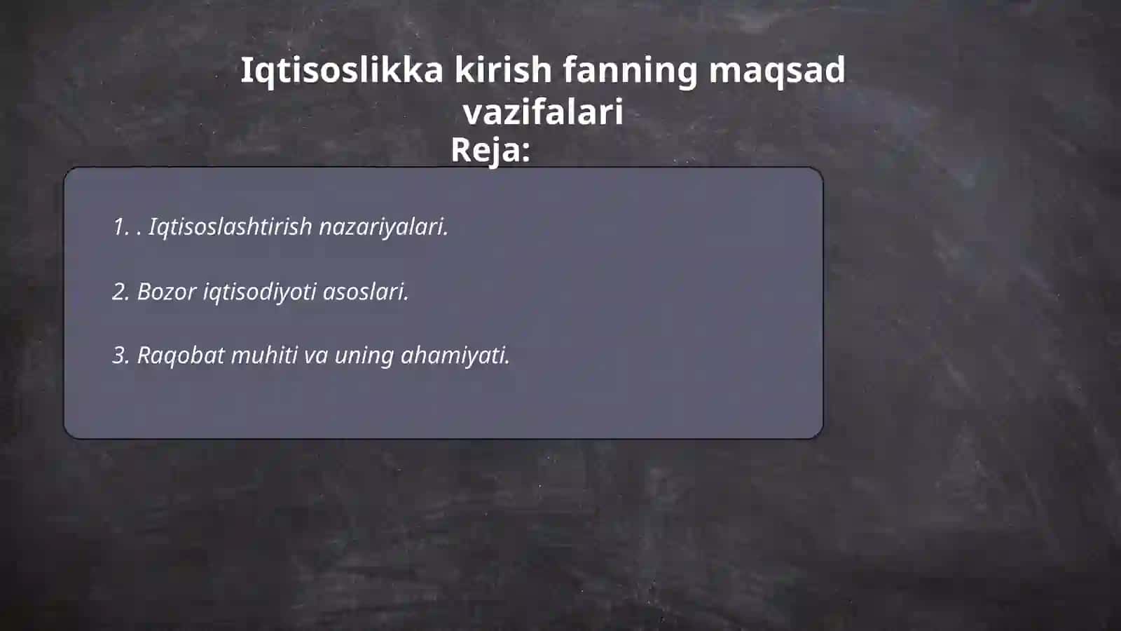 Iqtisoslikka kirish fanning maqsad vazifalari 2