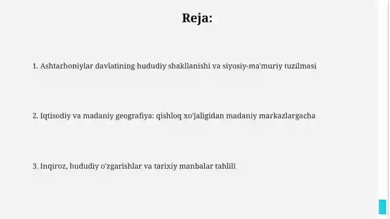 Ashtarxoniylar davlati tarixiy geografiyasi 2