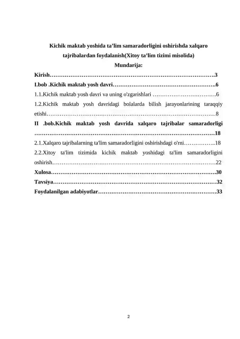 Kichik maktab yoshida ta’lim samaradorligini oshirishda xalqaro tajribalardan foydalanish 2