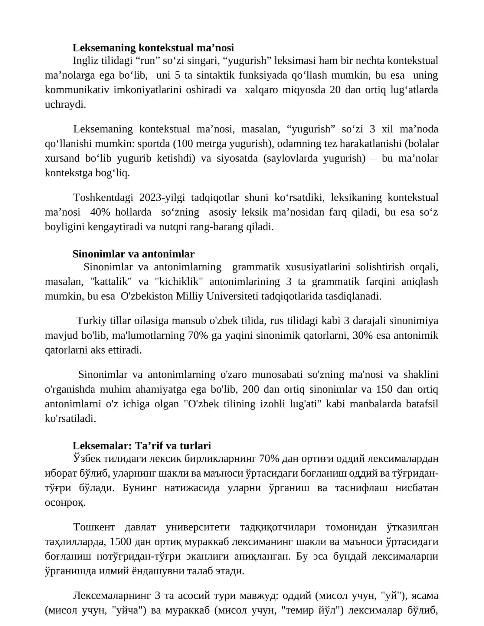 Leksemalarning shakl va maʼno munosabati 2
